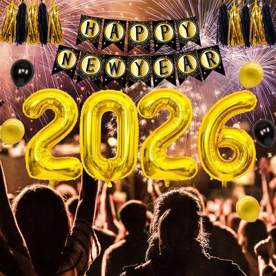 32-Zoll Gold 2025 Neujahrszahlen Folienballons - Partydekorationsset