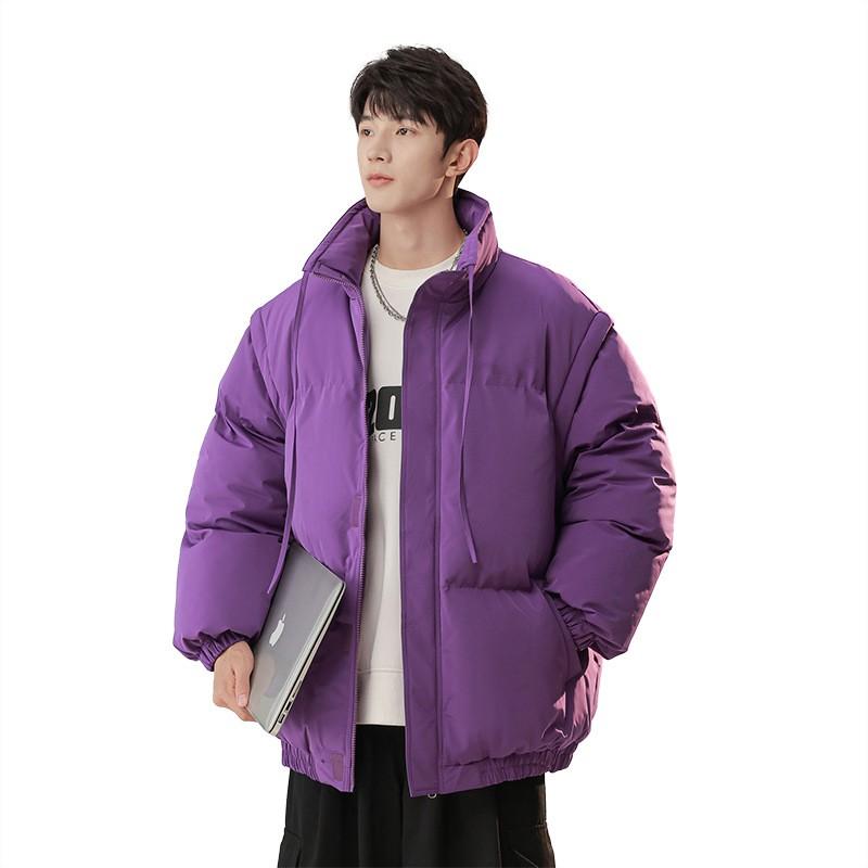 Loose Winter Hooded Jacket Mens Striped Colorblock Padded Coat Couple Warm Streetwear Casual Thick Parka S-4XL