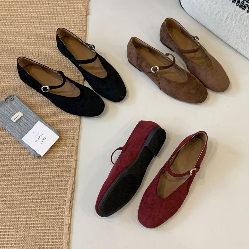 2025 new round head with shallow mouth soft bottom suede flat bottom Doudou pregnant women's single shoes