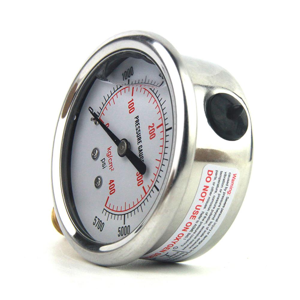 1/4 NPT Male Automotive Oil Pressure Gauge Instrument US Standard Thread Hydraulic Mater Tool 0-5000 PSI Liquid Filled Tools