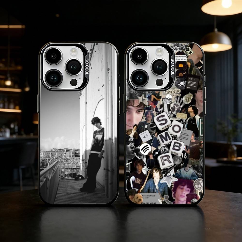 S-Sombr Phone Case For iPhone 17 16 15 14 13 12 11 Pro Max Plus Silver Matte Black Cover