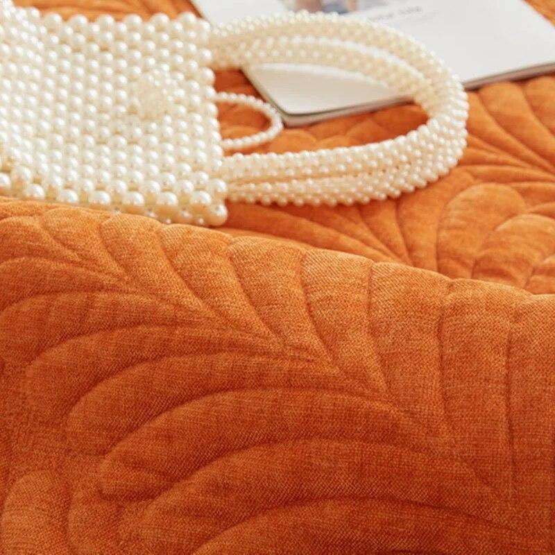 Cojín Universal para sofá, funda de chenilla con hojas para sofá, toalla para sofá de cuatro estaciones, Protector de funda de sofá de Color sólido para sala de estar
