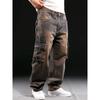 Jeans da lavoro multitasche in stile americano, pantaloni cargo larghi da uomo, jeans da motociclista, taglie forti