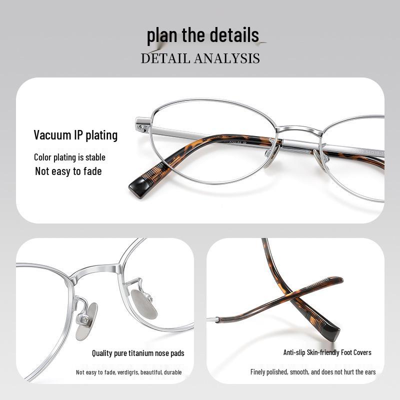Old Money Retro Cat Eye Titanium Glasses for Women - Square/Round Face Myopia Frames (Style 30920)