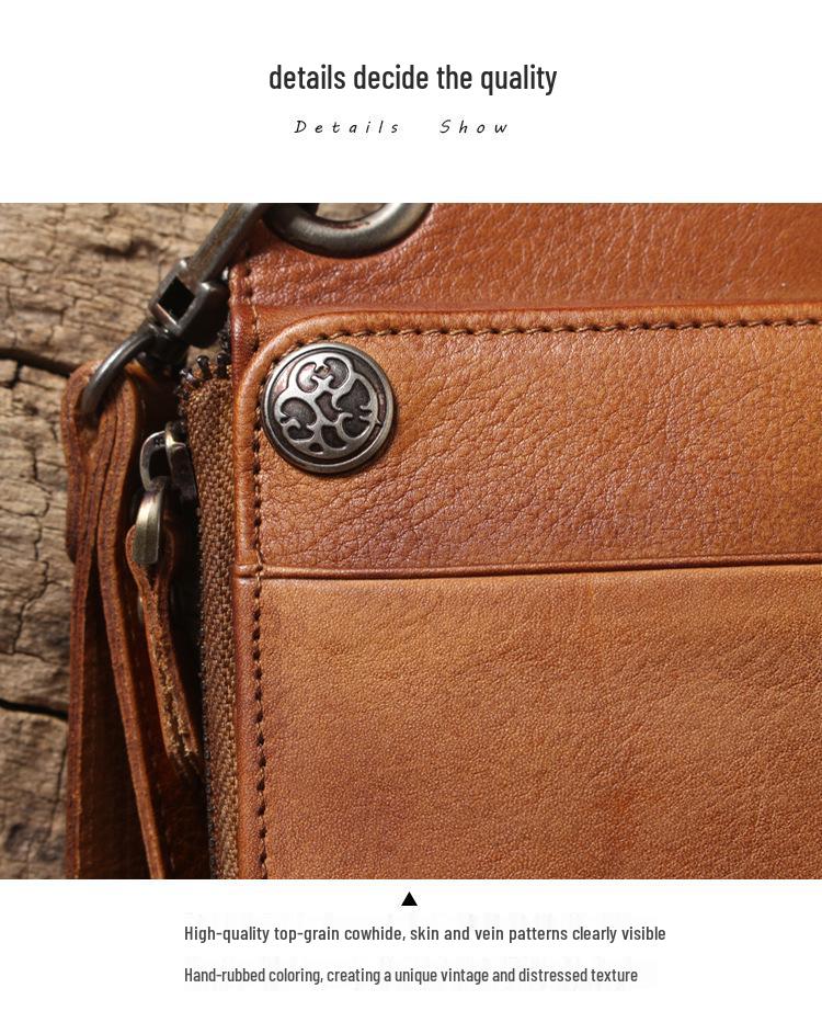 Vintageowy Multifunkcyjny Portfel Kopertówka z Prawdziwej Skóry: Wierzchnia warstwa skóra bydlęca Unisex Długi portfel i etui na karty