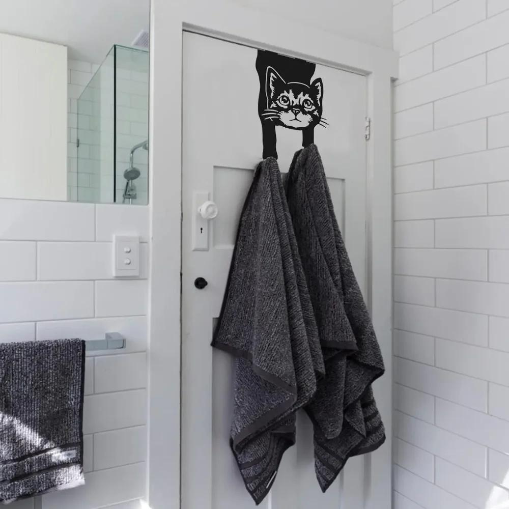 Einzigartige Türhänger: Schwarz beschichtete Metallhaken. Stilvolle Aufbewahrung für Zuhause und das Büro, besonderes Geschenk für Katzenliebhaber.