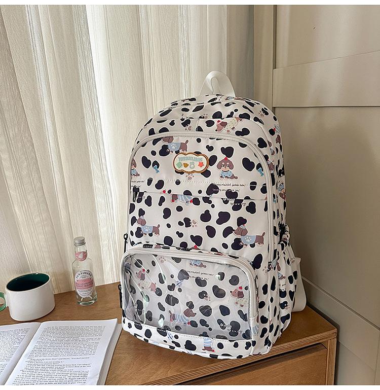 Schoolbag new cute cartoon dog printed backpack female student gift large capacity shoulder pain bag light casual schoolbag