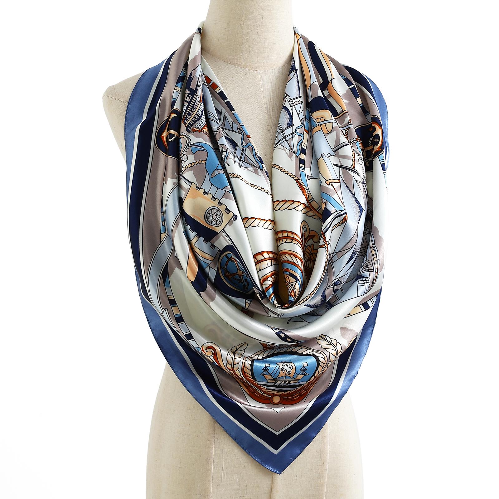 

90X90CM Square Women Scarves Silk Office Ladies Hair Neck Bandanna Headband Foulard Headcloth Muslim Headscarf Female muffler