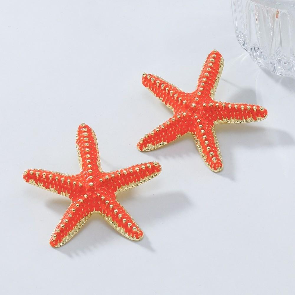 Personality Colored Glaze Starfish Earrings Conch Octopus Starfish Star Dangle Earrings Festival