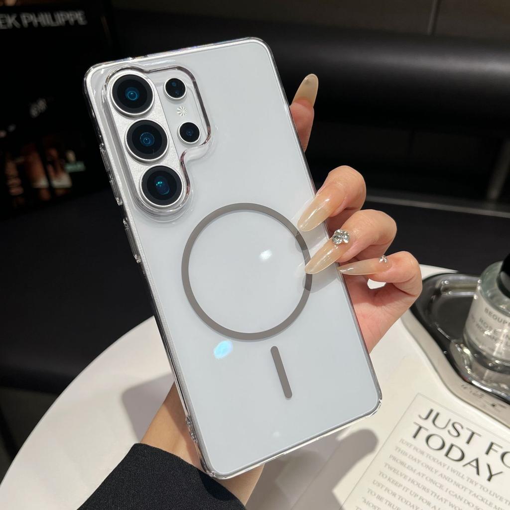 S26 is suitable for Samsung S25 + all-inclusive PC high transparency large hole thin ring magnetic suction S24U mobile phone case anti-drop S23 case