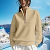 Women's Casual Long Sleeve Half Zip Stand Collar Sweatshirt