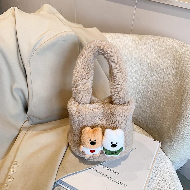 

Today s popular doll Mao Mao bag women s autumn and winter new trendy cute plush handbag bucket bag