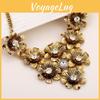 Retro European Flower Pendant Necklace With Rhinestone Embellishments For Casual Wear