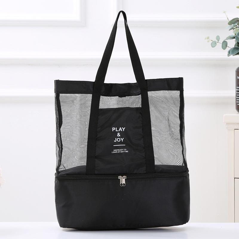 Picnic Bag Mesh Refrigerator Compartment With Zipper Closed Oversize Outdoor Shoulder Beach Tote Bags Travel Shoulder Tote Bag