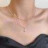 Cold Wind Double-layer Small Rice Grain Water Drop Necklace Women's 2024 New Simple Stacked Collarbone Chain Simple Neck Chain Accessories