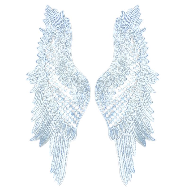 Water-Soluble Polyester Lace Angel Wings Flower Embroidery Patch Pair