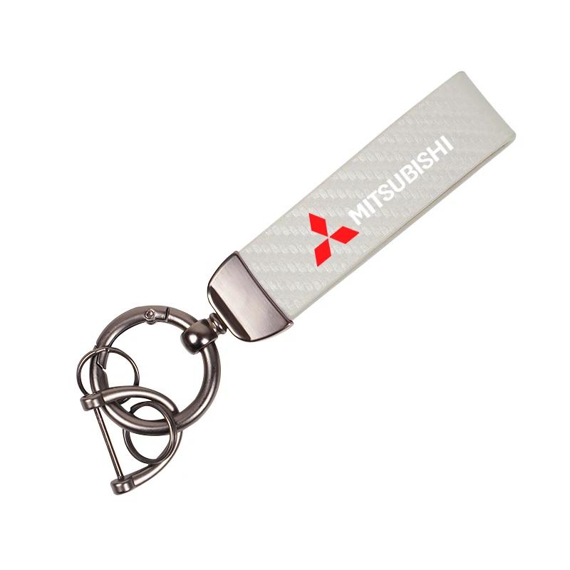 for Car Exquisite Carbon Fiber Keychain Auto Styling Custom Key Ring Mitsubishi Colt I200 Outlander Pajero Lancer Triton Jinxuan