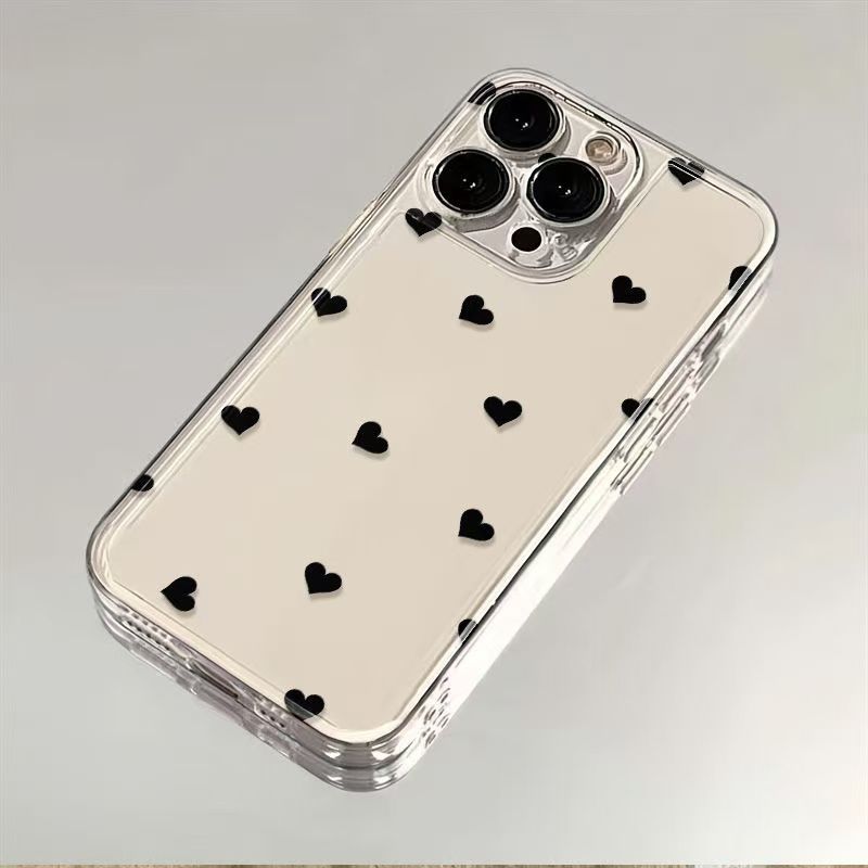 Simple Style Love Transparent Case For iPhone 16 15 14 13 12 11 Pro Max 14 15 Plus Shockproof Clear Bumper Cases Luxury Cover