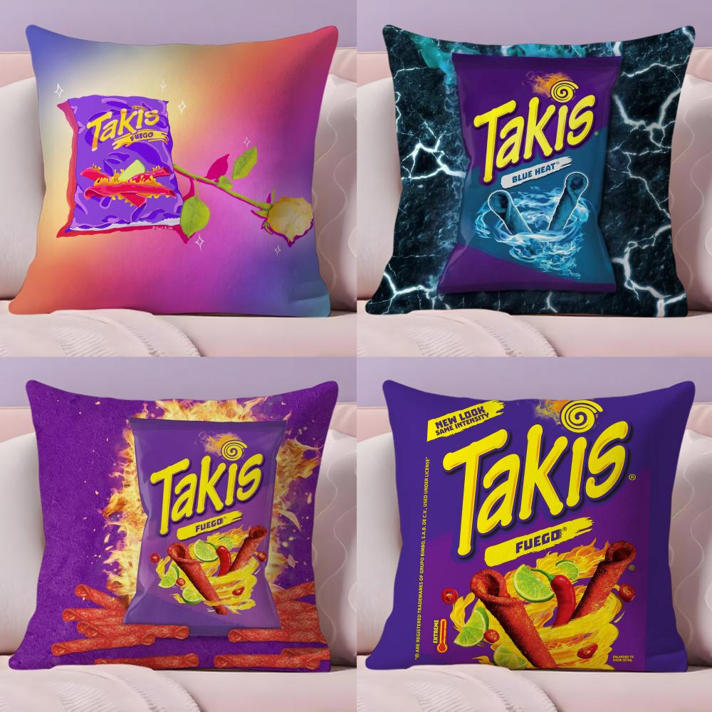 Pikpaka Funny Food C-Chips Takis Cushion Cover Plush Fabric Soft Double-Sided Printed Sofa Warm Winter Home Gift Pillow Cover