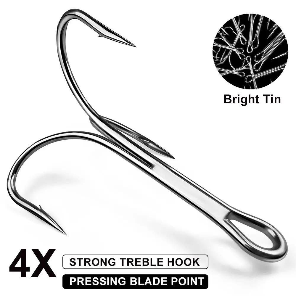 10pcs 4X Strengthen Fishing Brabed Hooks for Big Sea Fish Game Treble Hooks Artificial Bait Fishhooks Size 6/0# 7/0# 8/0# 10/0# 260319