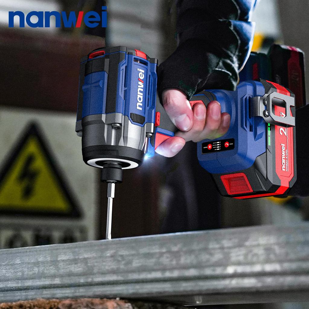 NANWEI 240 Nm Electric Screwdriver 1/4 Inch,with 4-speed Adjustment 60/120/180/240 Nm,3200 Rpm