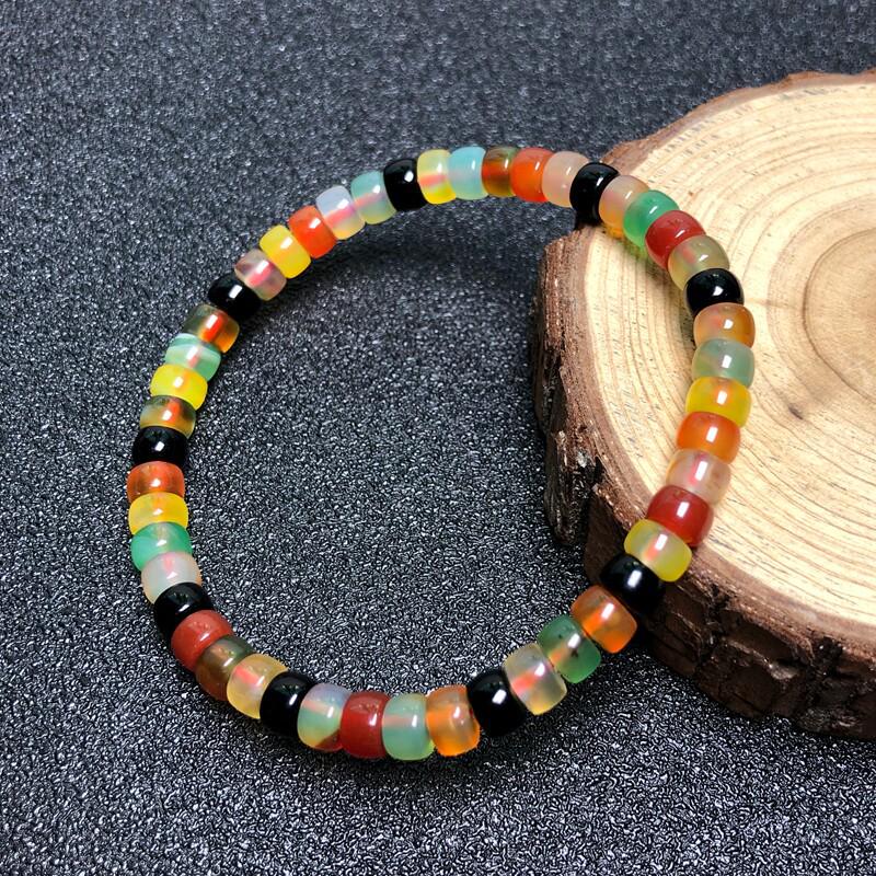 Colorful Agate Spacer Beads - Thick Single Strand Wenwan Hand Beads for DIY Jewelry Accessories