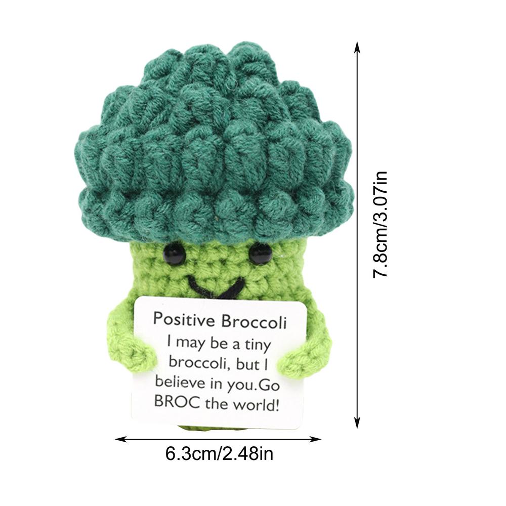 Positive Energy Broccoli Hug Pocket Hug Mini Handmade Plush Knitting Wool Broccoli Doll Cute Birthday Gifts Room Decorations