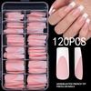 120pcs/box Nude Pink Matte French Press On Nails 12sizes Extra Long Square Full Cover Soft Gel False Nail Tips Nail Extension