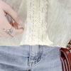 Female Summer Solid Colour Casual Short-sleeved T-shirt Fashion Lace Ruffle Top Temperament Sweet Chiffon V-neck Shirt