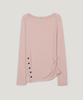 Teuwi Decol Asymmetrical Slit Boat Neck Long Sleeve T-Shirt