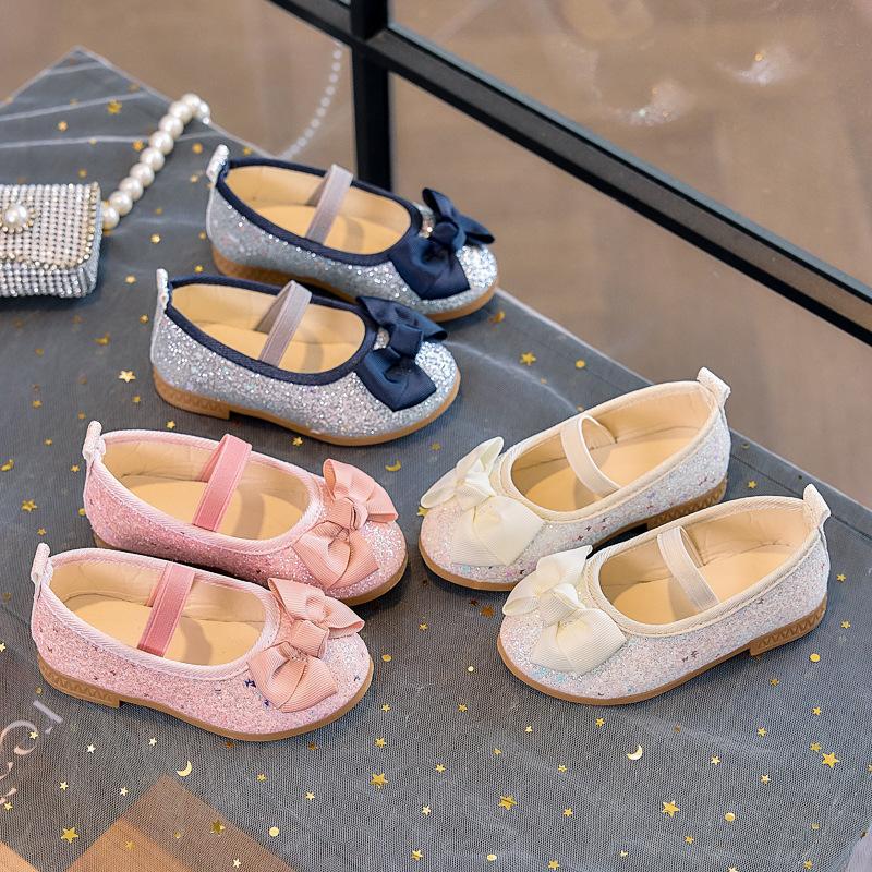 Girls' Princess Shoes Elsa Sequin Baby Single Leather Shoes Children's Performance Dance Little Girl's Spring and Autumn Shoes