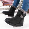 Women's 2025 Waterproof Rabbit Fur Snow Boots, European Size 45, with Widened Velcro Mid-Tube Design
