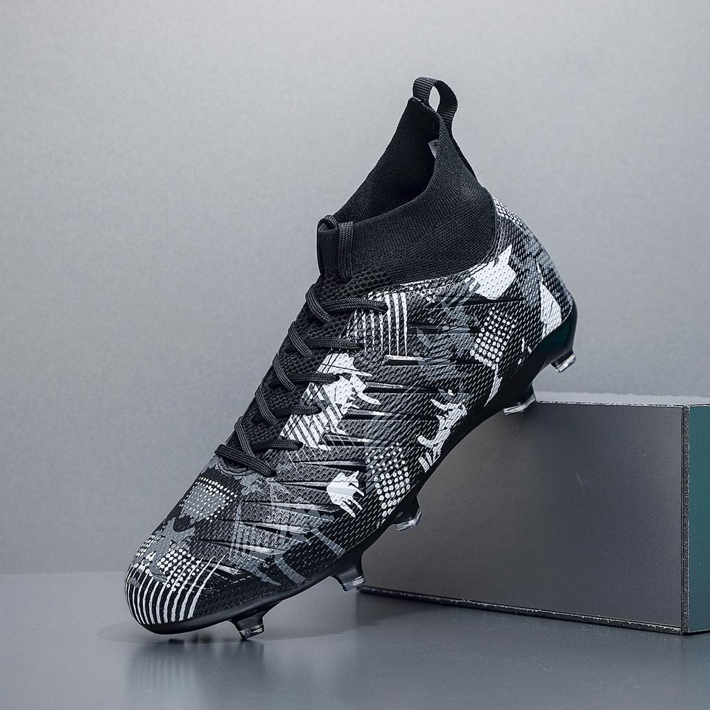 Professional Football Shoes Men Society Unisex Sneaker Sports High Quality TF/FG Long Spikes Soccer Shoes Cleats Football Boots