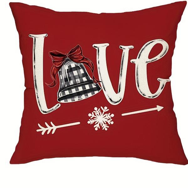 1pc/4pcs Christmas Red Pillowcases: Snowman, Merry Christmas, Love Bell, and Reindeer Designs! New Year Home Decoration