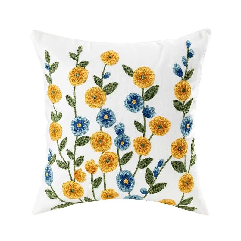45X45Cm Flower Embroidered Throw Pillow Cover Plant Towel Modern Stamping Waist Cushion Cover Decor Home Decorative Pillowcase