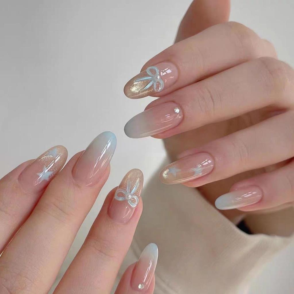 Super Flash Style: High-Class Aura Cat Eye Handmade Nail Tips for Young Ladies