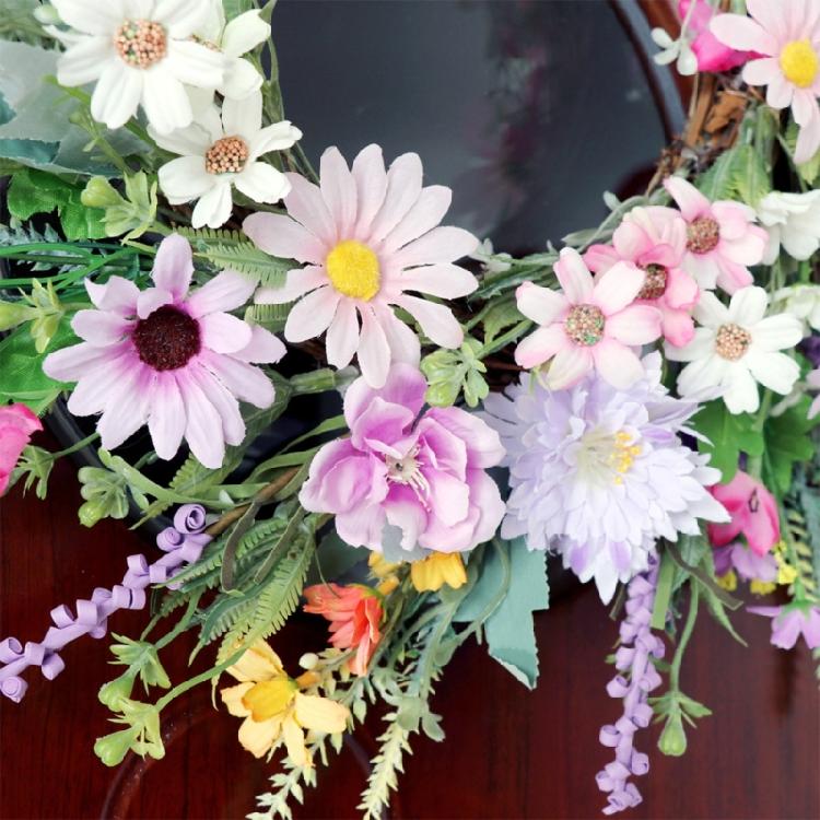 Artificial Flower Wreath Spring Festival Wreath Artificial Flower Wreath for Front Door Hallway Garden Farmhouses