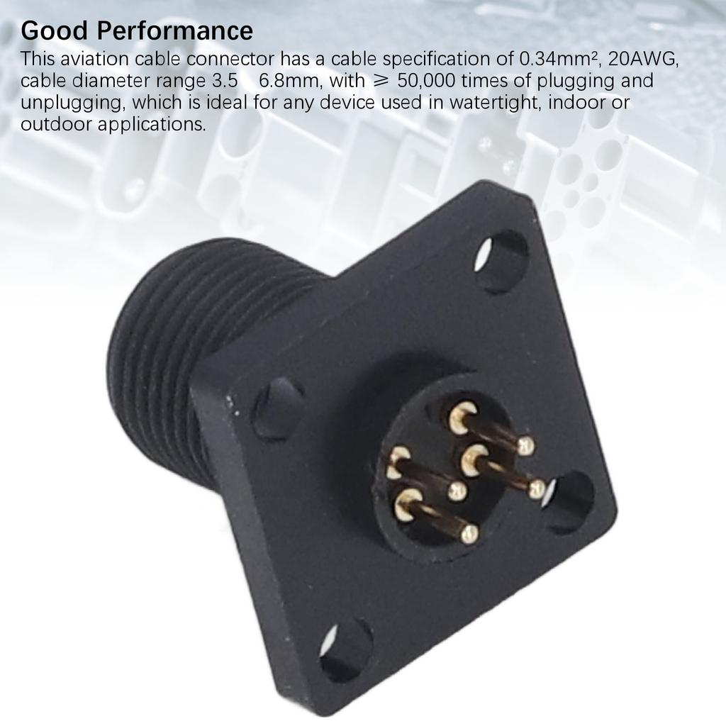 Pin Type Aviation Plug 4 Pin Threaded Square Shape IP67 PCB Panel Aviation Wire Connector Plug