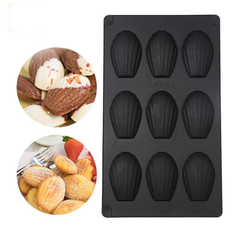 1/2Pcs 9 Cavity Madeline Mold Silicone Madeline Cookies Pan Nonstick Baking Pan for Make Madeleine Cookies Baking Tool