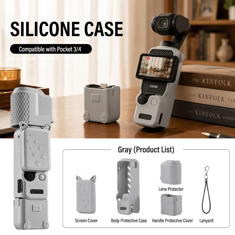 soonpho Silikonhülle für DJI Osmo Pocket 4 Kameraobjektiv Bildschirm Staubdichte Schutzabdeckung für POCKET4 Kratzfeste Weiche Hülle Zubehör