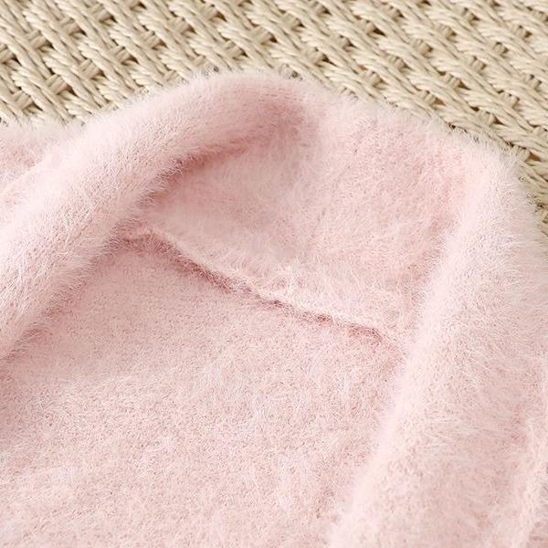 High-end Women's Mink Fleece Knitted Cardigan Autumn WinterThick Warm Plush Knitted Long Coat