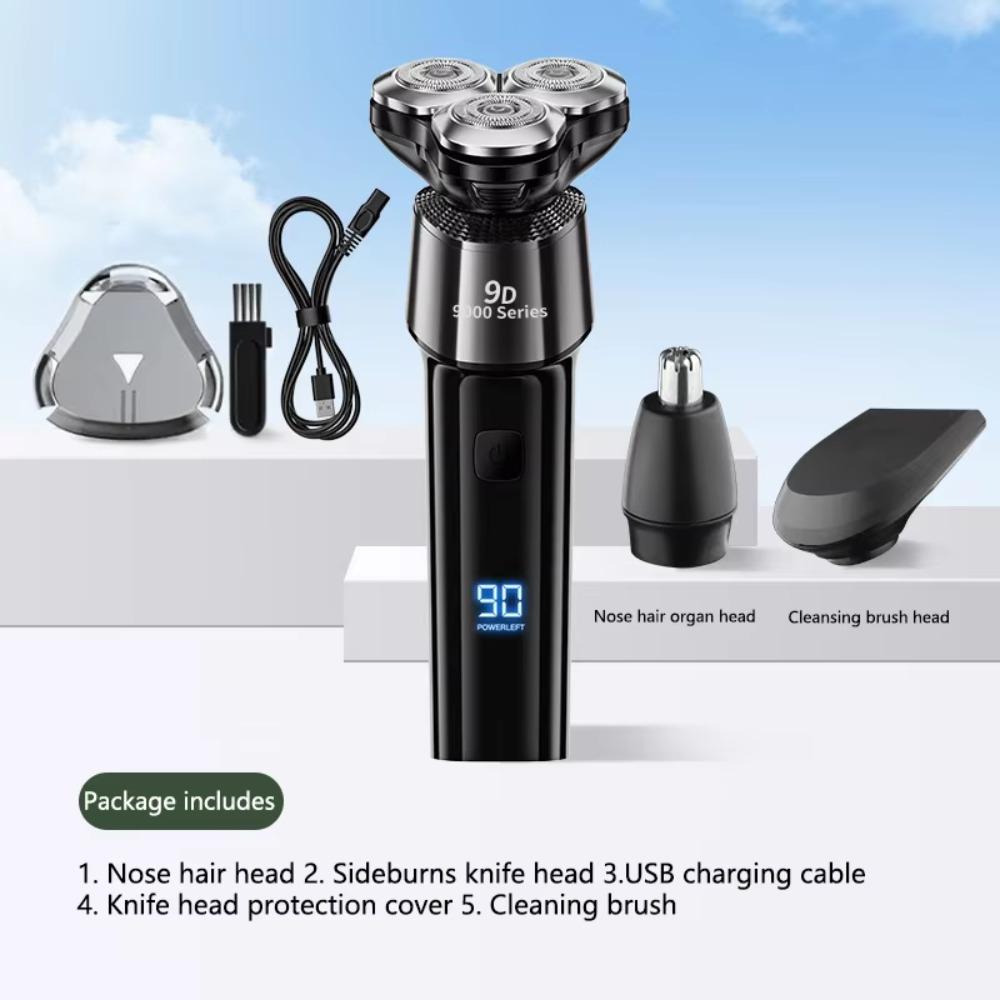 

Многофункциональная бритва с цифровым дисплеем, водонепроницаемая бритва для бороды, прочные мужские бритвы, для мужчин Black-2