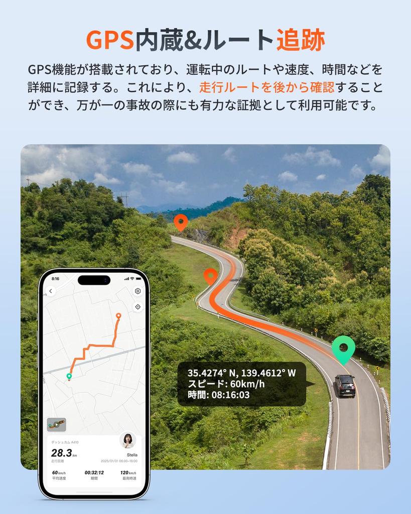 70mai Dash Cam A410 Drive Recorder with Dual Front and Rear and Super Strong Night Features Include Super Strong Night Continuous Impact Parking