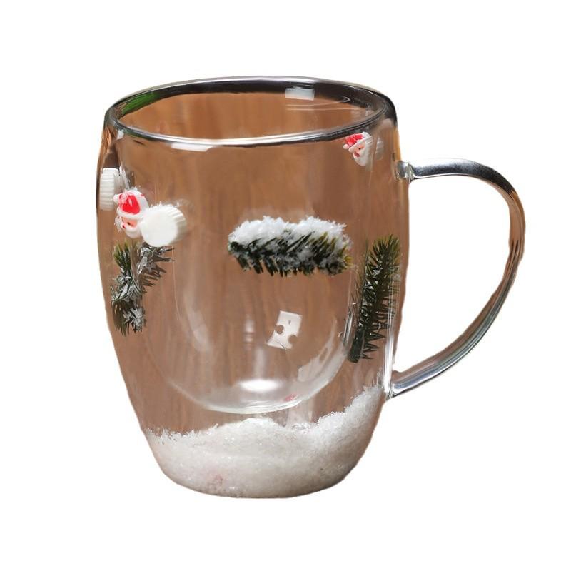 Heat-Resistant Double-Walled Glass Cup with Real Dried Flowers