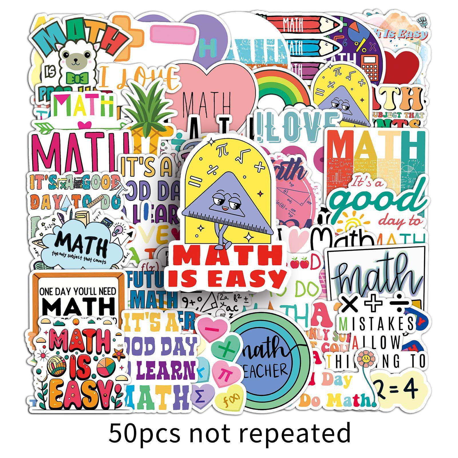 50 Math Symbol Cartoon Stickers: Waterproof Decorative Stickers for Laptops & Planners