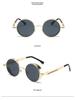 Versatile European-American Steampunk Metal Sunglasses with Spring Legs - Model 58028