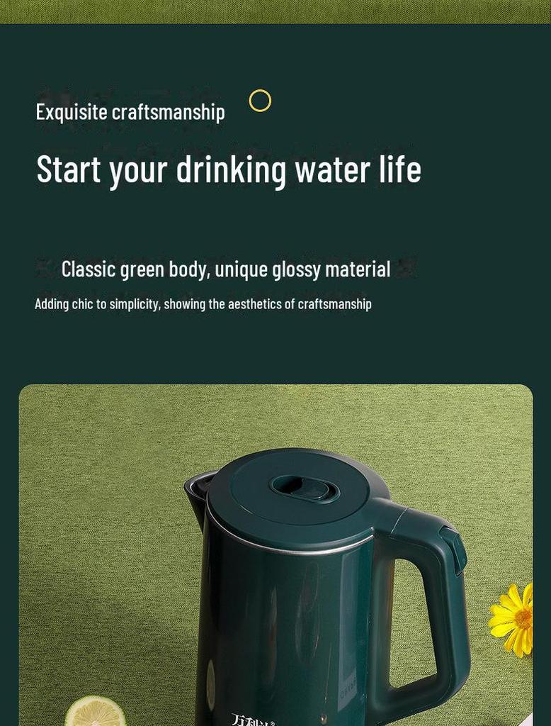 Stainless Steel Portable Electric Kettle with Double-Layer Insulation and Automatic Power Off, Ideal for Gifting