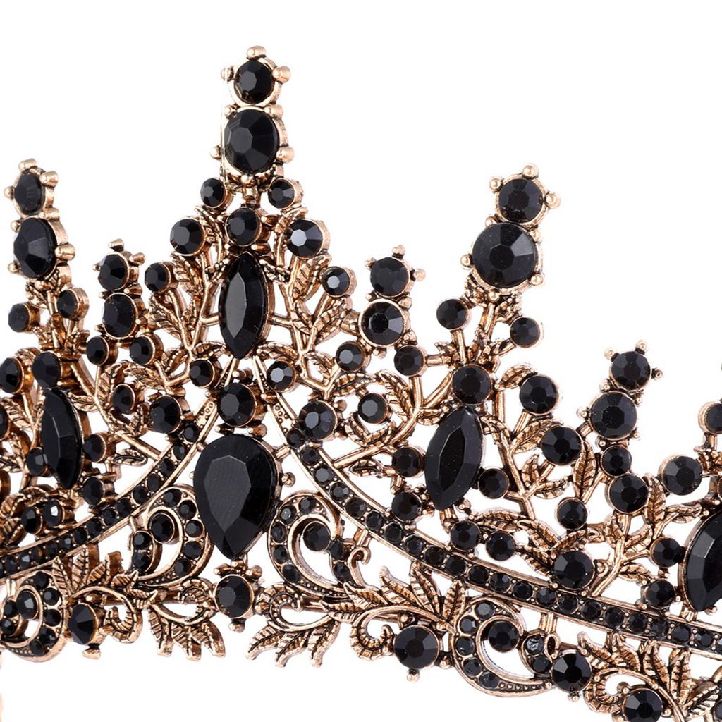 Luxury Bridal Headpiece Wedding Party Accessories Black Rhinestone Bride Wedding Evening Crown