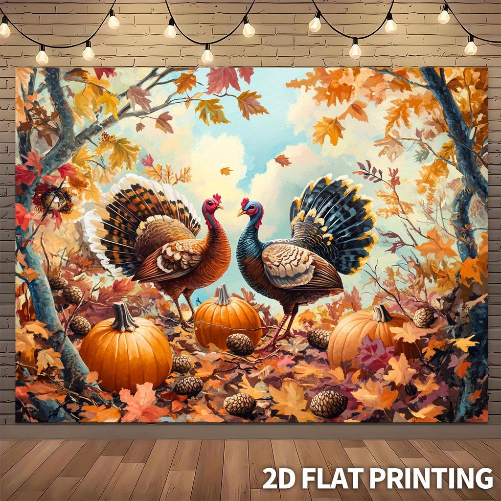 2D Plane 1 Piece of Autumn Harvest Rural Art Background Fabric Living Room Dining Room Bedroom Wedding Winter Christmas