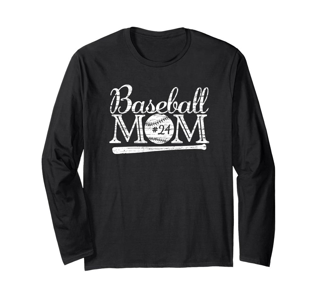 Baseball #24 Jersey Mom's Favorite Player Shirt Mother's Day Long Sleeve T-Shirt